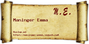 Maninger Emma névjegykártya